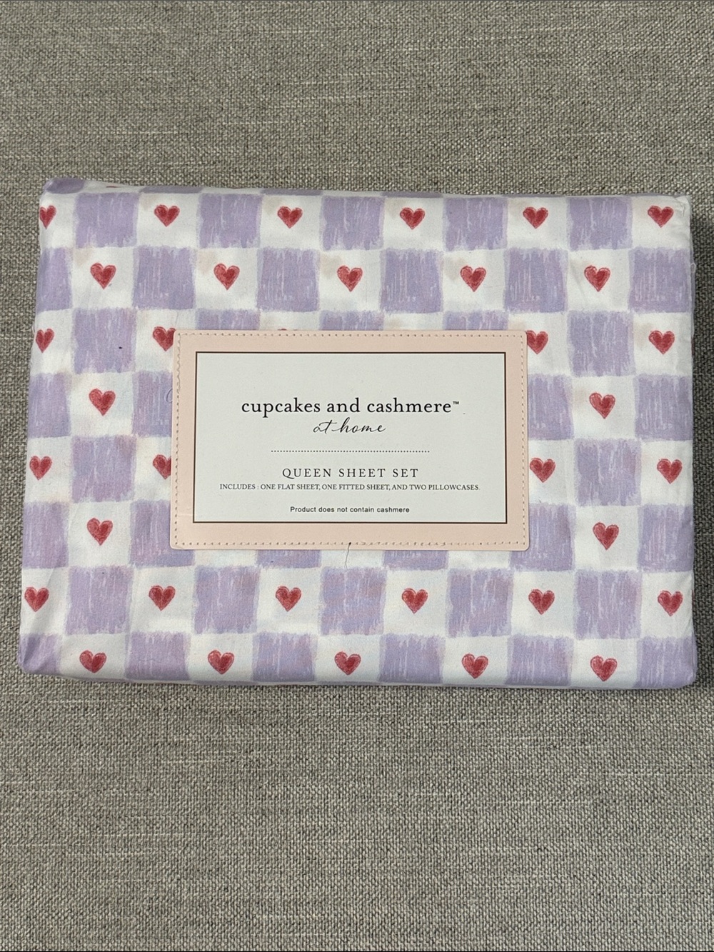 CUPCAKES & CASHMERE checkered hearts Sheet Set queen